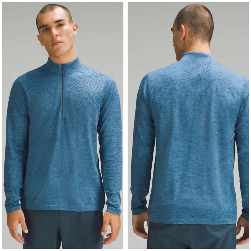 Lululemon Men’s Metal Vent Tech 1/2 Zip Lightweight Long Sleeve Blue Teal
